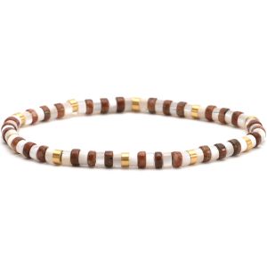 Bracelet Perles Heishi Turquoise Blanche ?il De Tigre 4mm