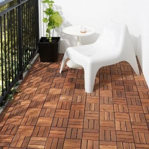 Hobby Tech 10 Dalles de Terrasse DARK en Bois Clipsable Résistant Aux Forte et Basses Températures 31 X 31 cm Revêtement Extérieur Pour Jardin Balcon Piscine