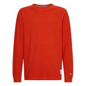Tommy Jeans TJM Mini Waffle SNIT Chemise, Orange Spice, L Homme