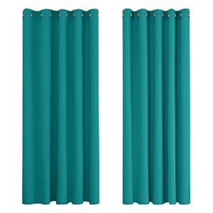 Rideaux Occultants Isolant Thermique avec Oeillet pour Décoration Maison Chambre, 2 Pièces, Grande Taille, 168x183 cm, Turquoise - Turquoise
