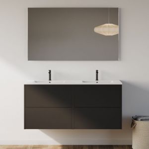 Cosyneo - Meuble de salle de bain 120cm avec double vasque - 4 tiroirs - noir - mona