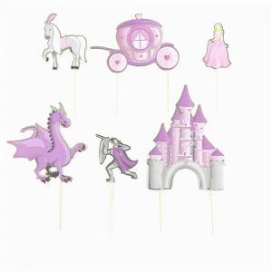 6 pics déco princesse gâteau 20cm rose - partypro 913342