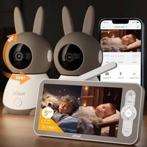IeGeek 2K/3MP 5 Babyphone 2 Caméra BebePTZ 360° Baby Phone Vidéo connecté SmartphoneVisiophone avec Alertes Intelligentes/Visio