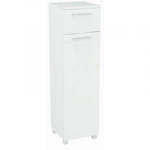 Colonne de salle de bain 1D1SZ1K avec panier Commode BLANCHE
