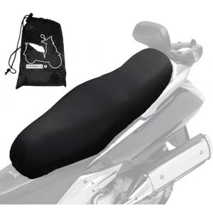 Auto Accessori Lupex - Housse de Selle Universelle imperméable Taille L 86 x 48 cm, matériau PU Simili Cuir, Housse de Selle Adaptable Scooter et Moto, Couleur Noire, avec Sac, également Disponible M