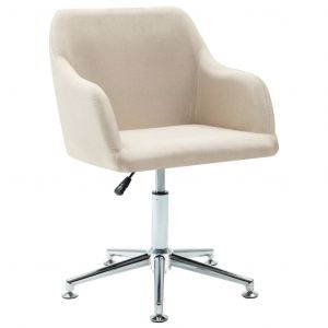 Image de VidaXL Chaise pivotante de salle à manger Crème Tissu