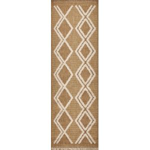 Nazar Tapis intérieur/extérieur aspect jute motif scandinave jaune -60x180