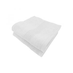 Lot de 2 serviettes de bain coton et bambou - 600gr-m² - Couleurs serviettes Bambou - Blanc - 70 x 140 cm