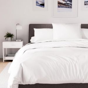 Soleil d'Ocre Housse de Couette en Polycoton 260x240 cm Percale Blanc