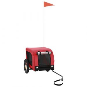 VidaXL Remorque de vélo pour chien rouge et noir tissu oxford et fer 93992