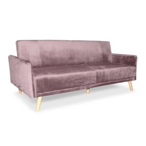 Image de Menzzo Canapé convertible 3 places Jobar Velours Rose