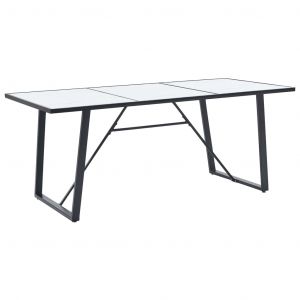 Image de VidaXL Table de salle à manger Blanc 180x90x75 cm Verre trempé