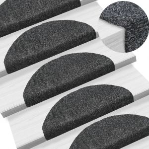 VidaXL Tapis autoadhésifs de marches 5 pcs Gris foncé 65x21x4 cm