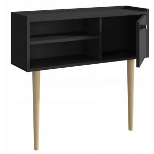 Console noire BEHAMO pour couloir, meuble étagère