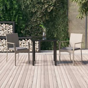 VidaXL Mobilier à dîner de jardin 3pcs avec coussins noir et gris