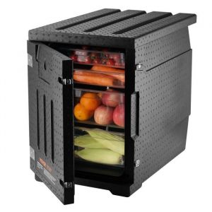 Conteneur Isotherme - Vevor - 640 Mm X 435 Mm X 600 Mm, Avec Doubles Boucles,90 L,Noire,Pour Restaurant,Cantine,Etc.R