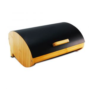 Wadiga Boîte à pain en bambou et couvercle en métal noir 36x26.5x16cm