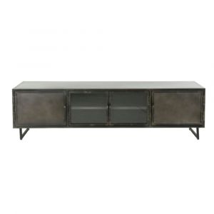 Pier Import - Meuble tv long en métal et verre roadies