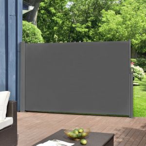 Brise Vue pour Balcon Terr e Jardin Store Latéral Pare Soleil Protection Intempéries UV Vie Privée Acier Polyester 160 x 300 cm Gris