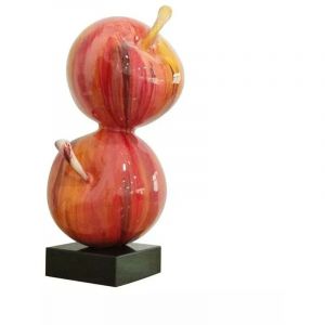 Sculpture POMMES 49 cm laquée rouge acidulé - Duo pommes