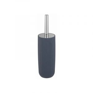 Wenko Porte Brosse WC Agropoli, brosse WC noire, design ferm&eacute;, Plastique surface givr&eacute;e sans BPA, &Oslash; 10x36,5 cm, bleu fonc&eacute;