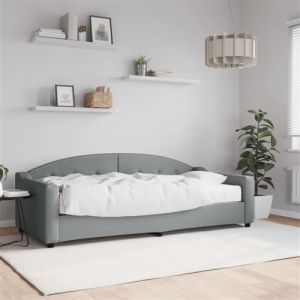 VidaXL Lit de Jour avec Matelas, Canap&eacute;-lit, Cadre de Lit d'Invit&eacute;, Lit d'Appoint de Salon Salle de S&eacute;jour Int&eacute;rieur, Moderne, Gris Clair 90x200 cm Tissu