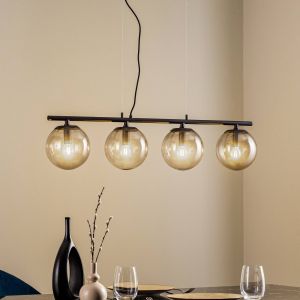 Lucande Sotiana suspension, 4 boules en verre, noir