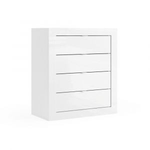 Commode de salle de bains avec 4 tiroirs, collection CISA. Coloris blanc brillant