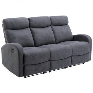 Canapé 3 places relax en tissu gris EVELYN