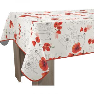 Le linge de Jules Nappe Anti-Taches Poppies Rouge - Taille : Rectangle 120x150 cm