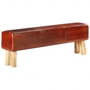 VidaXL Banc saut de cheval 160 cm Marron Cuir véritable et manguier