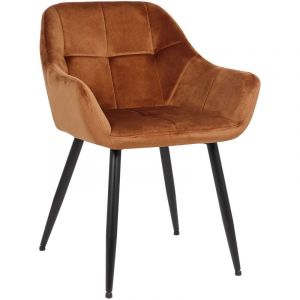 Image de CLP Chaise de salle à manger Emia en Velours avec Piètement en Métal noir, Marron-Velours