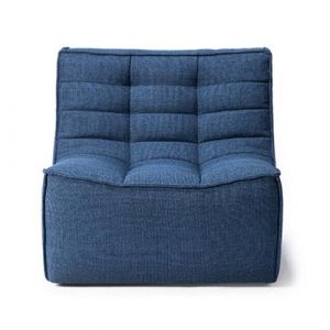 Ethnicraft Chaise N701 / Tissu bleu en tissu