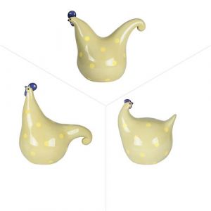 Table passion Statue : Poule pois grand modèle (1 modèle aléatoire) - Jaune - Céramique