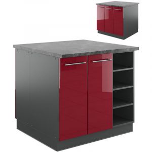 Image de Vicco - lot de cuisine Fame-Line Anthracite/Bordeaux rouge ultra-brillant