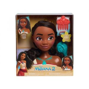 Mattel Tête a coiffer vaiana 2 cheveux noir - 7 pieces - set jouets fille + 1 carte offerte - jouet coiffure - accessoires