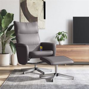VidaXL Fauteuil Inclinable De Massage Avec Repose-Pied Gris Similicuir