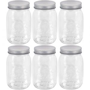 Promobo Lot de 6 Bocaux De Conservation En Verre Décor Fruit Sculpté Inscription Gourmande 450Ml