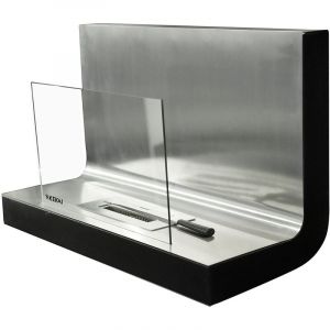 Cheminée Bioéthanol Murale Kekai Thera 80x35x50 cm Brûleur en Acier Inoxydable, Verre Trempé et Étouffoir