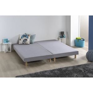 Finlandek Sommiers tapissiers a lattes x 2 - 180 x 200 - Bois massif gris + pieds Rakenne