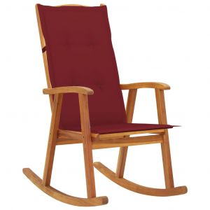 VidaXL Chaise à bascule avec coussins Bois d'acacia massif - Rouge