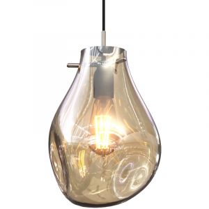 Privatefloor Lampe Suspendue Design Moderne, Verre Fumé - Nerva Ambre