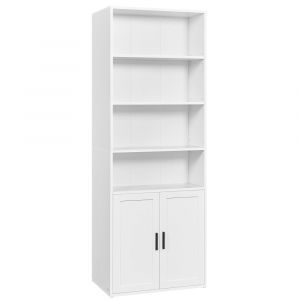 Bibliothèque sur 6 niveaux avec portes 24 x 60 x 175 cm blanc nuage