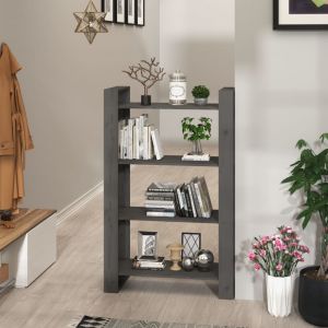 VidaXL Biblioth&egrave;que/S&eacute;parateur de pi&egrave;ce Gris 80x35x125 cm Pin solide