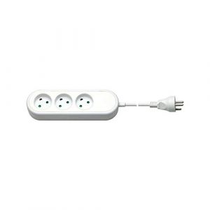 Goobay 77619 Bloc Multiprise 3 Prises Danemark, Blanc, 1.5 m Longueur de Câble