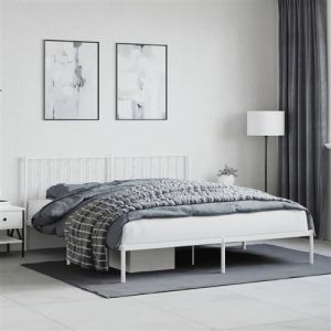VidaXL Cadre de lit métal avec tête de lit blanc 180x200 cm