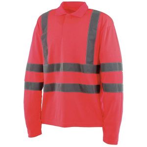 Image de Cepovett Polo haute visibilité - Manches longues - Rouge fluo - 3XL