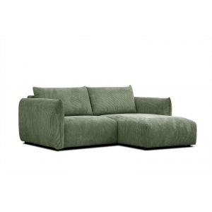 Canapé d'angle droit 3 places tissu vert