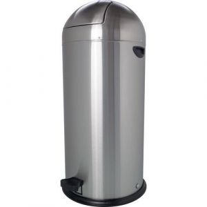 Helit Poubelle à pédale "the step dome", 52 litres, argent noir