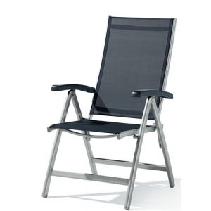 Image de Sieger 945/A-G KT Bodega Fauteuil Multi-Positions Dossier Réglable Aluminium Textilux Graphite/Gris 71 x 62 x 109 cm